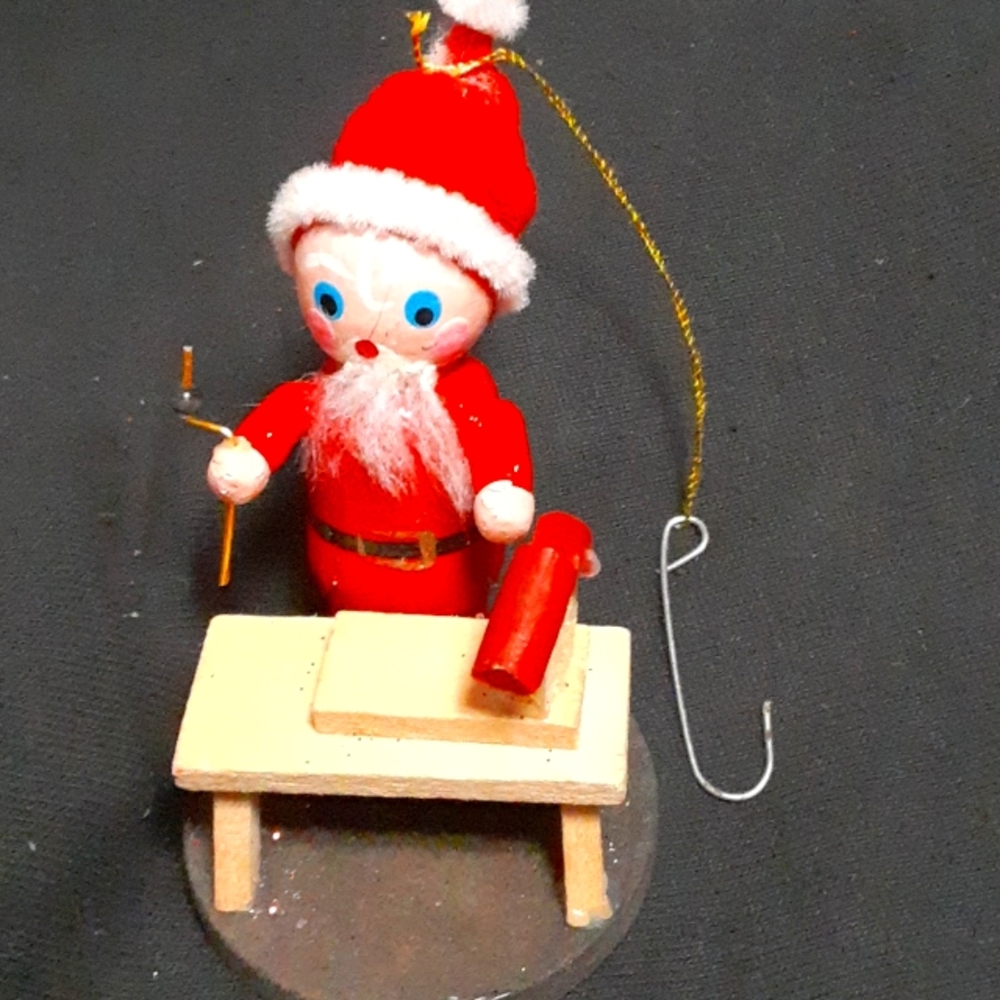 Vintage Santa's Workshop Elf Wooden Ornament
